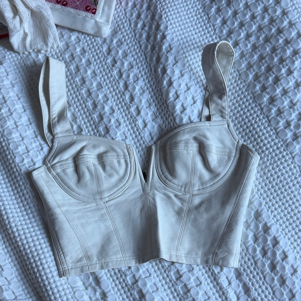 White Longline Bustier Crop Top - Women's